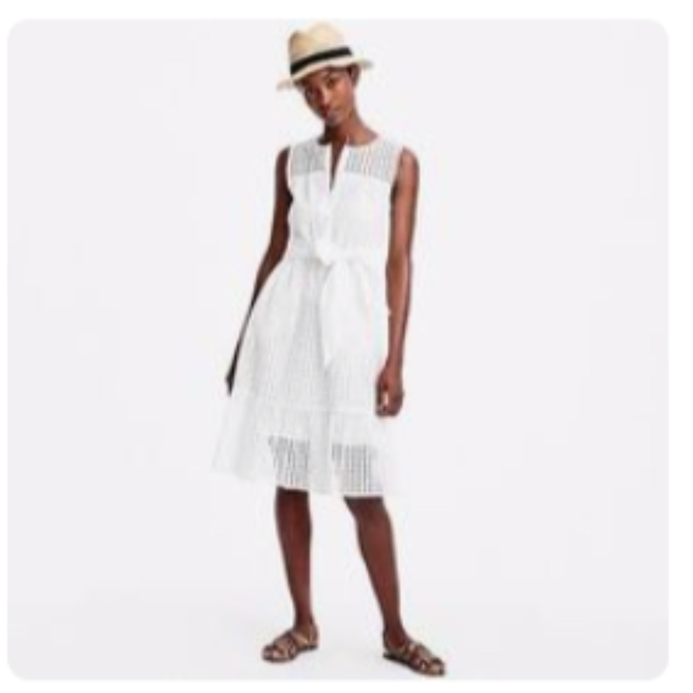 NWT J Crew Sleeveless Eyelet Dress with Tie Belt